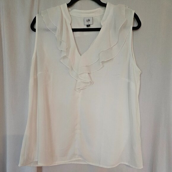 Cabi Style #3979 Portrait Sleeveless Ruffle Front Top Size L - Picture 1 of 6